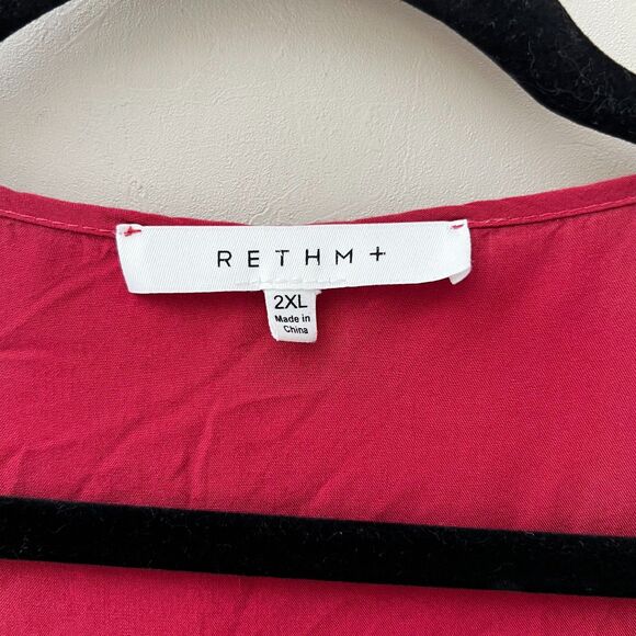 RETHM Red Embroidered Blouse Top Peasant Boho - 2X - Picture 3 of 8